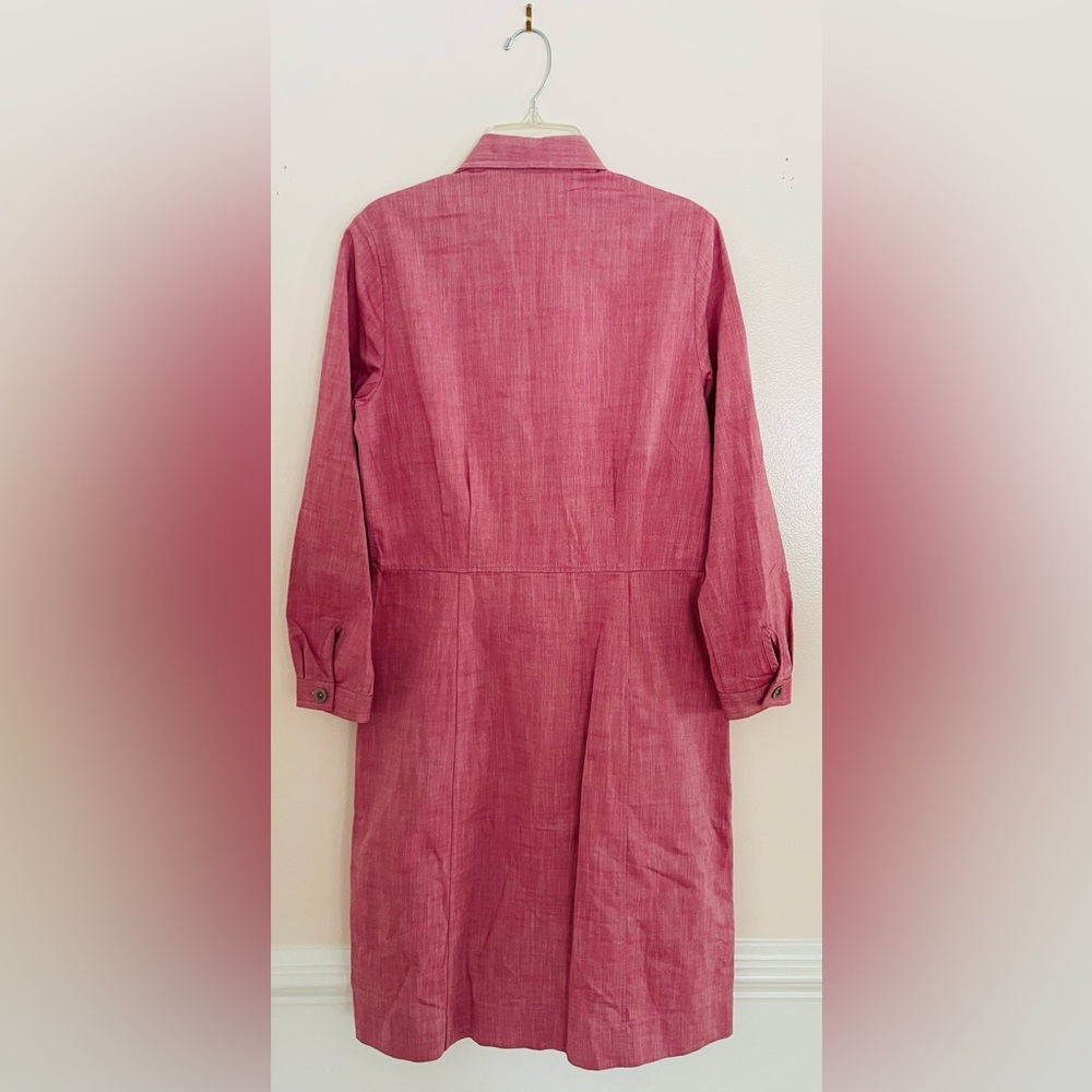 TYLHO For Anthropologie Pink Shirt Dress Long Sleeve Utility Midi w/ Pockets: M - Picture 11 of 12